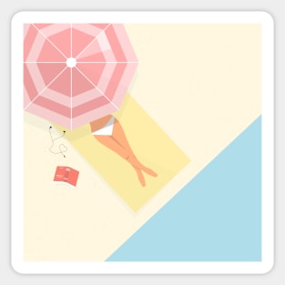 Summertime illustration of a woman on the beach Sticker